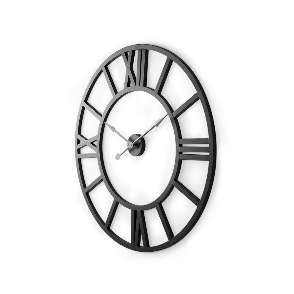 30" Black Iron Analog Round Wall Clock — view 1