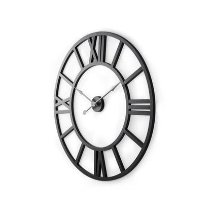 30" Black Iron Analog Round Wall Clock