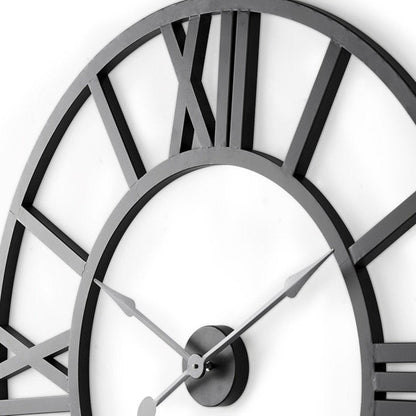 30" Black Iron Analog Round Wall Clock