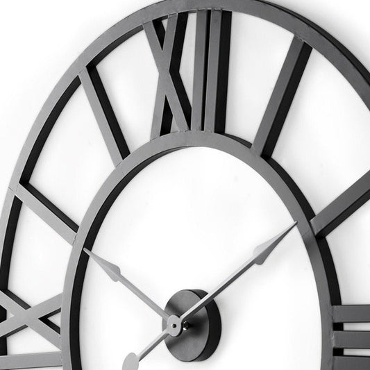 30" Black Iron Analog Round Wall Clock