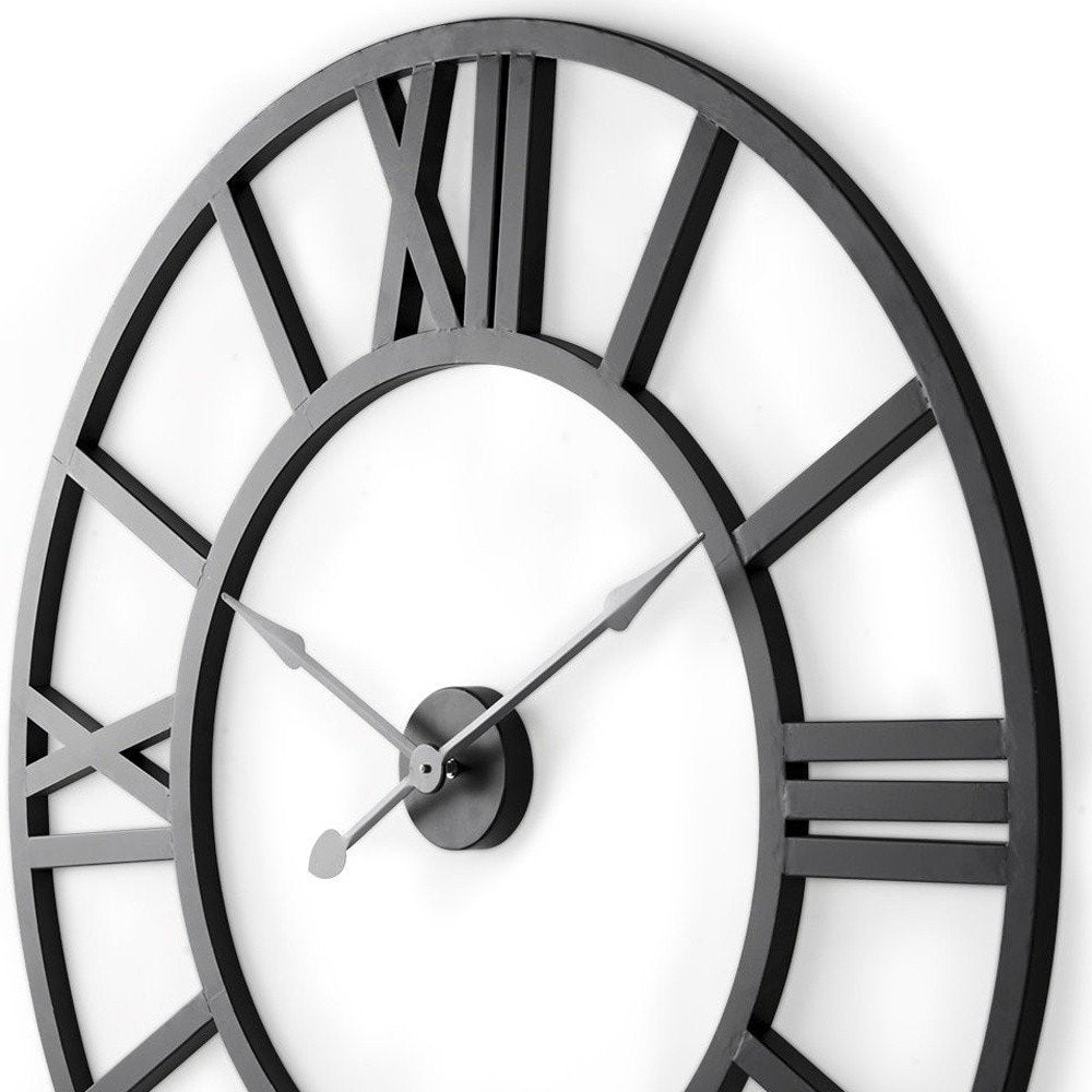 30" Black Iron Analog Round Wall Clock HomeRoots