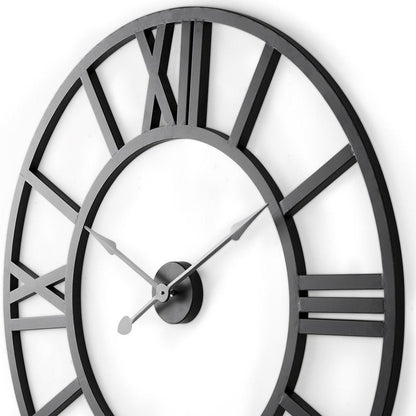 30" Black Iron Analog Round Wall Clock HomeRoots