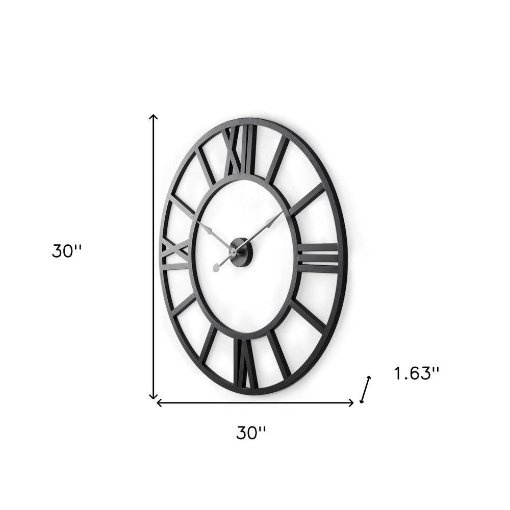 30" Black Iron Analog Round Wall Clock — view 4