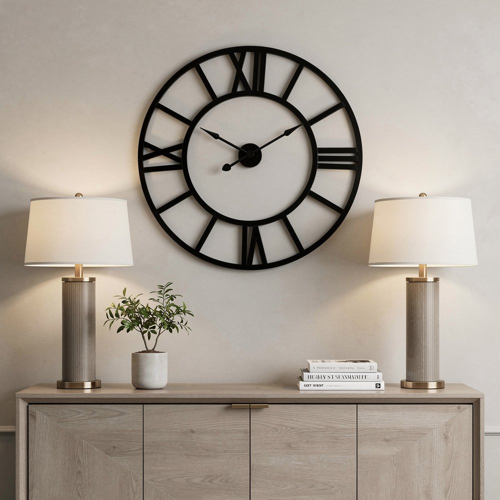 30" Black Iron Analog Round Wall Clock — view 5