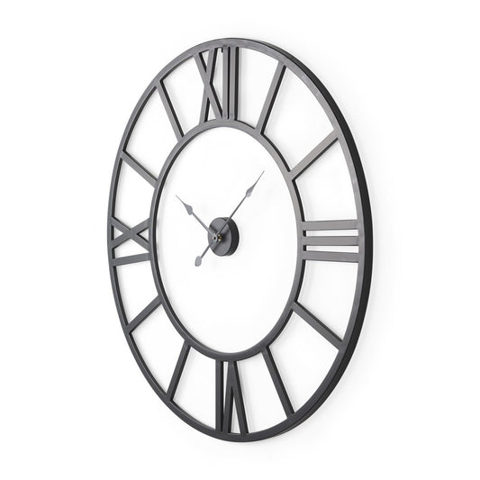 42" Black Iron Analog Round Wall Clock