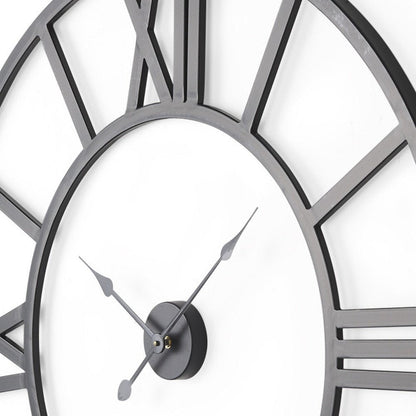 42" Black Iron Analog Round Wall Clock HomeRoots