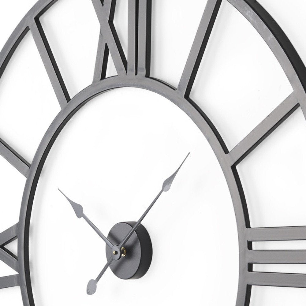 42" Black Iron Analog Round Wall Clock HomeRoots
