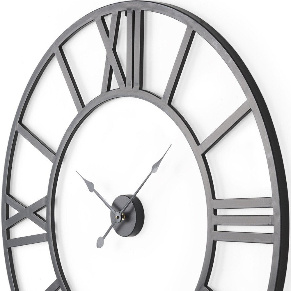 42" Black Iron Analog Round Wall Clock HomeRoots