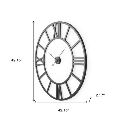 42" Black Iron Analog Round Wall Clock HomeRoots