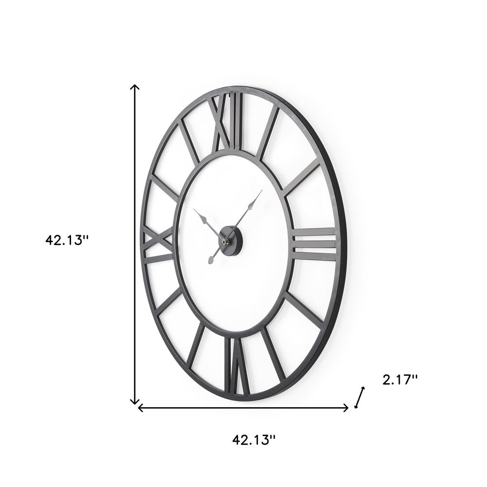 42" Black Iron Analog Round Wall Clock HomeRoots