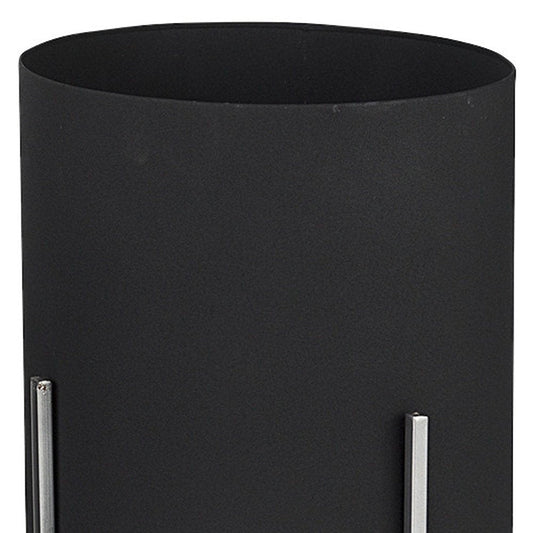 Set of Three Black Metal 20 Ounce Round Pot Planters