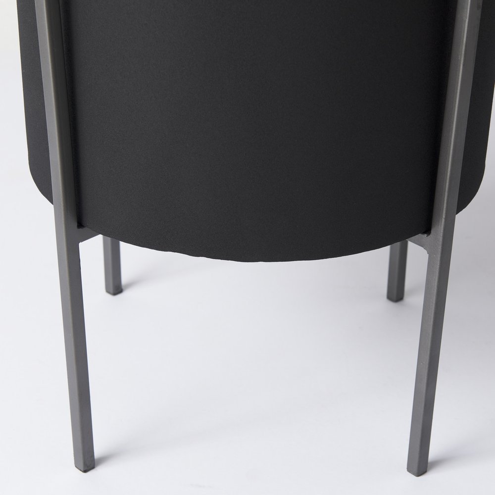 Set of Two Black Metal 20 Ounce Round Pot Planters — view 5