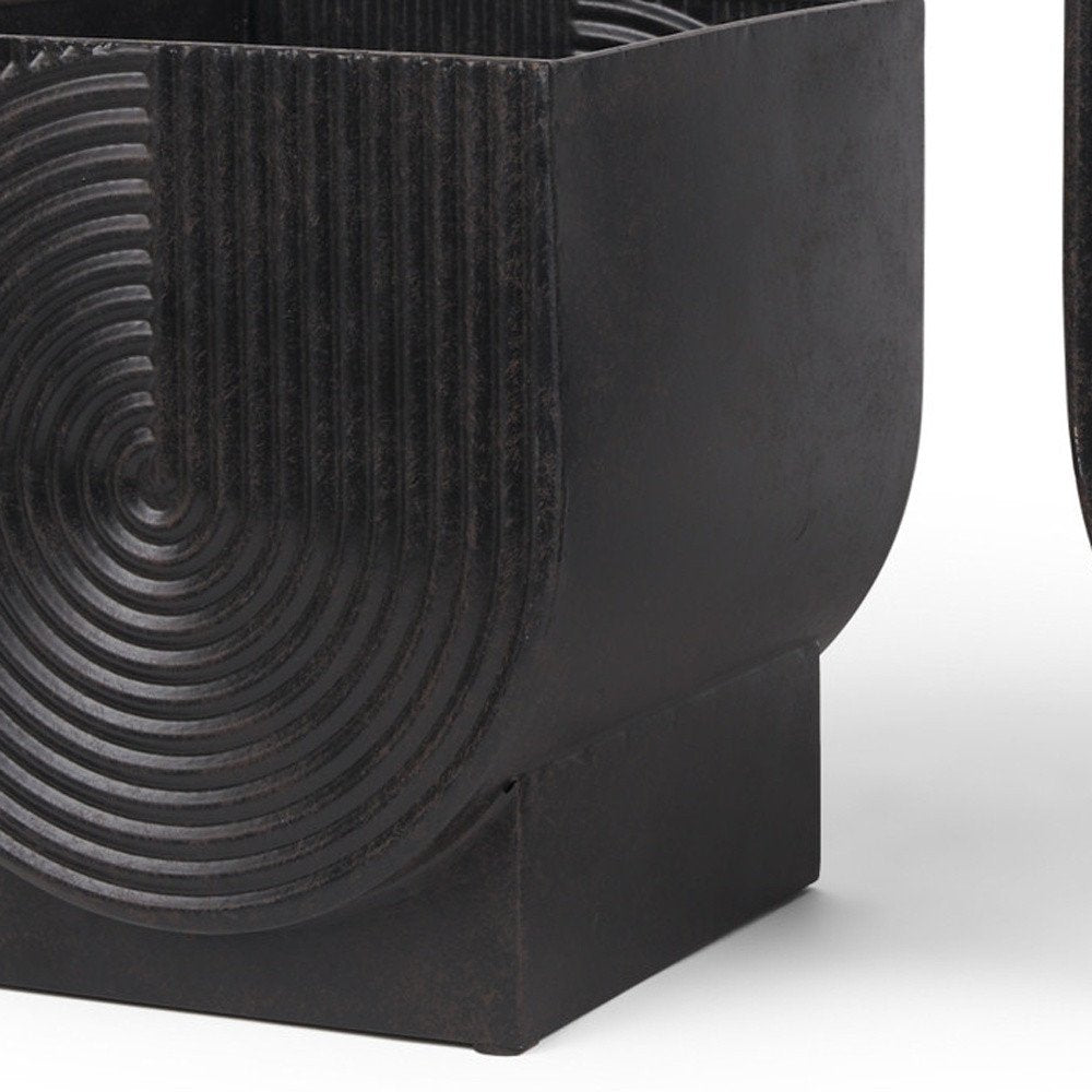 Set of Two Black Metal 20 Ounce Pot Planters — view 1