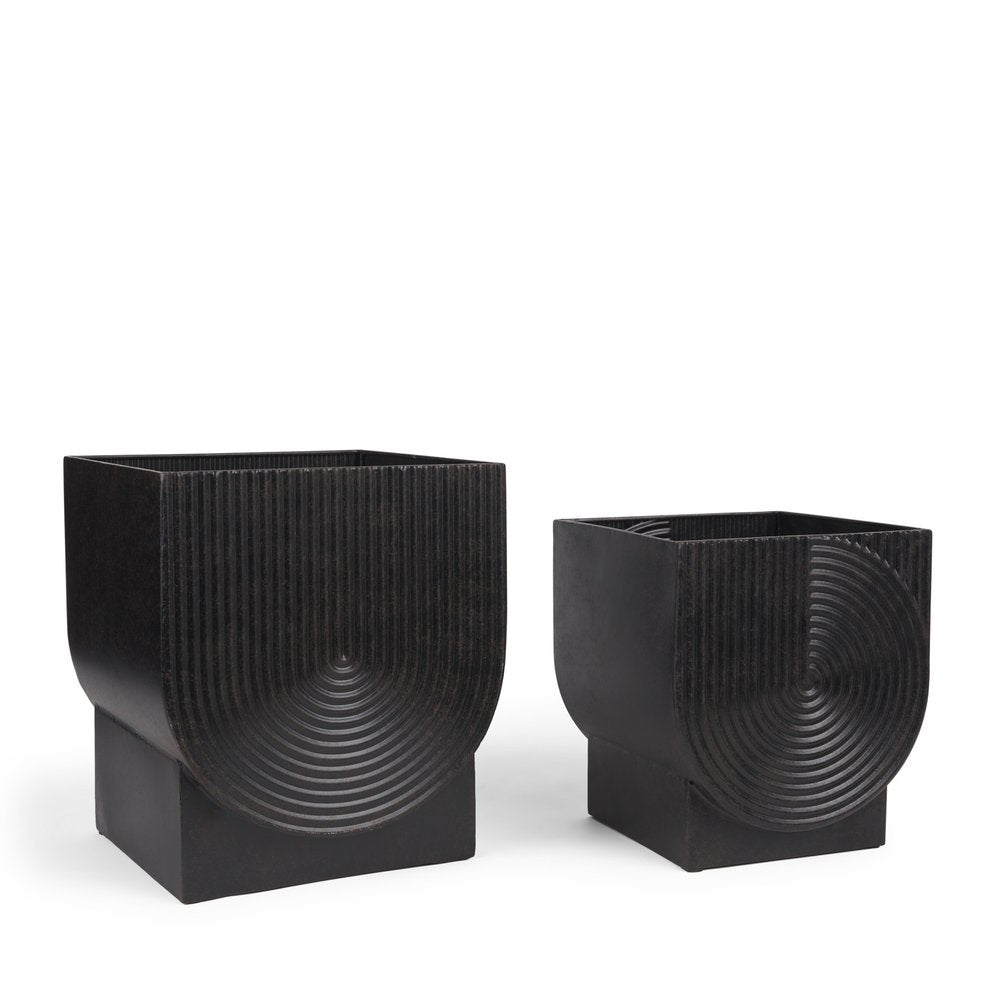 Set of Two Black Metal 20 Ounce Pot Planters — view 2