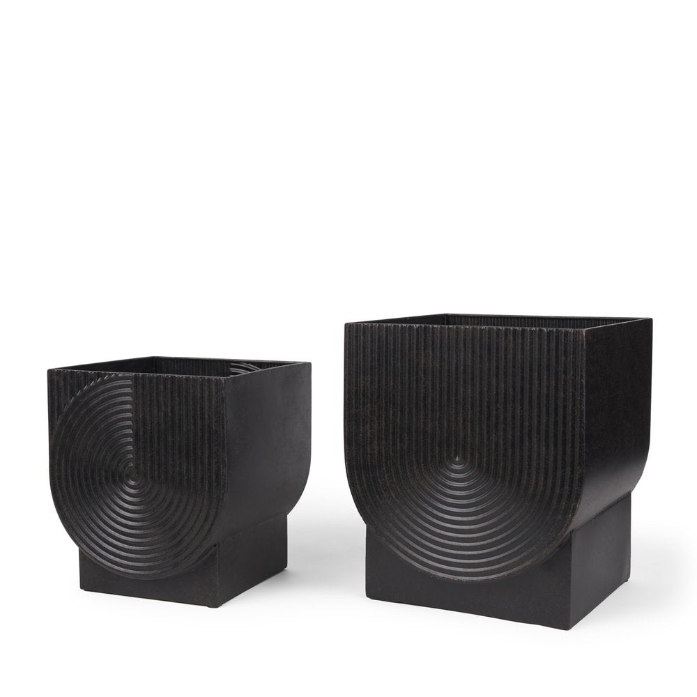 Set of Two Black Metal 20 Ounce Pot Planters — view 3