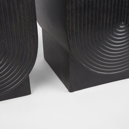 Set of Two Black Metal 20 Ounce Pot Planters