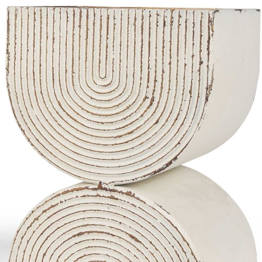 Set of Two Gold And Off White Metal 20 Ounce Geometric Rectangular Distressed Pot Planters — view 2