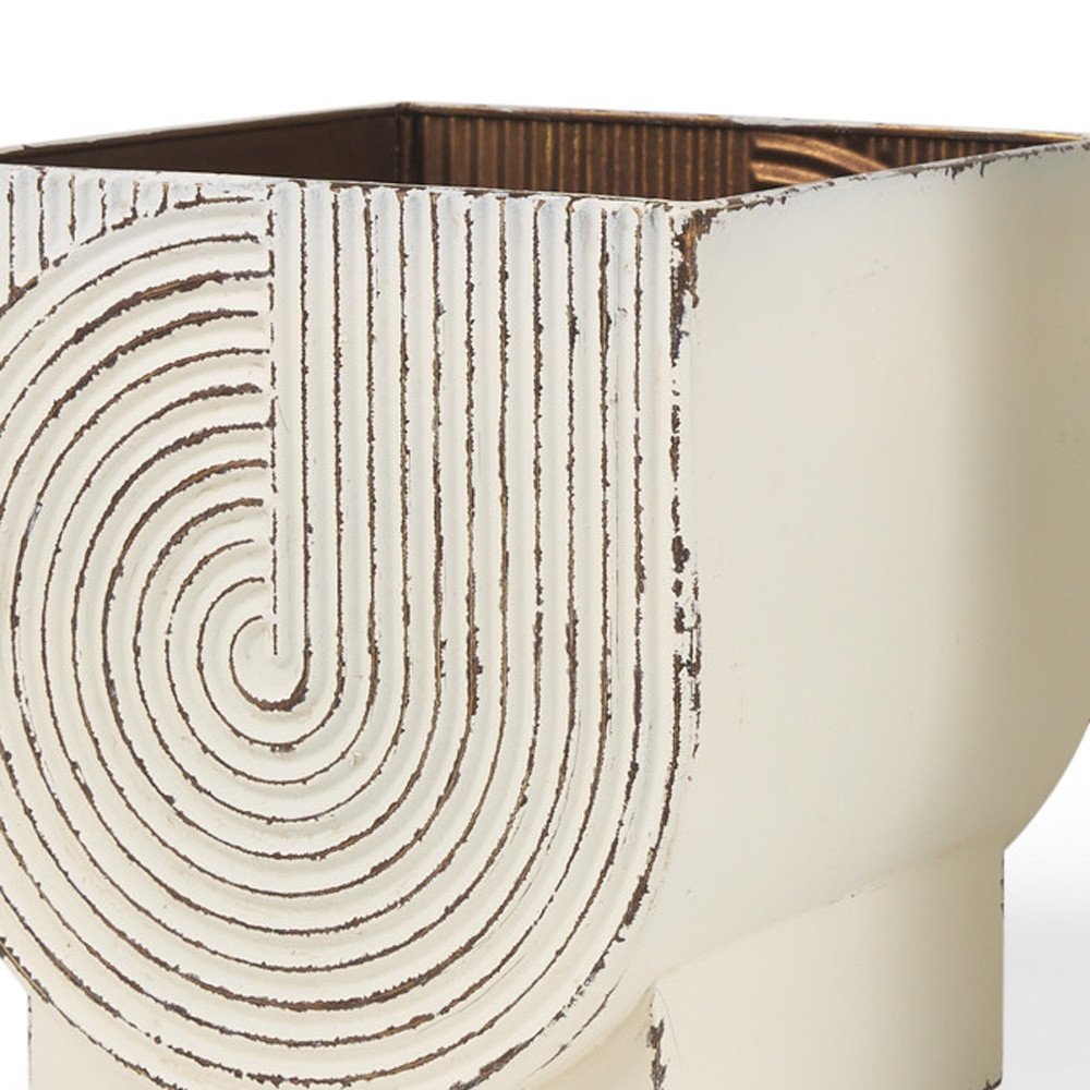 Set of Two White Metal 20 Ounce Rectangular Pot Planters — view 1