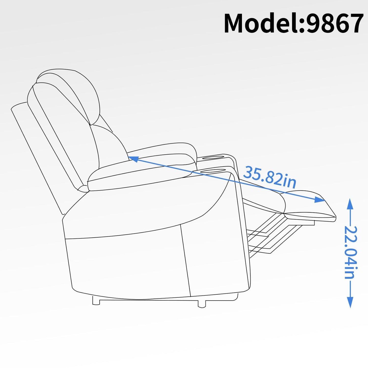 Okin motor Up to 350 LBS Chenille Power Lift Recliner Chair Blue - FurniFindUSA