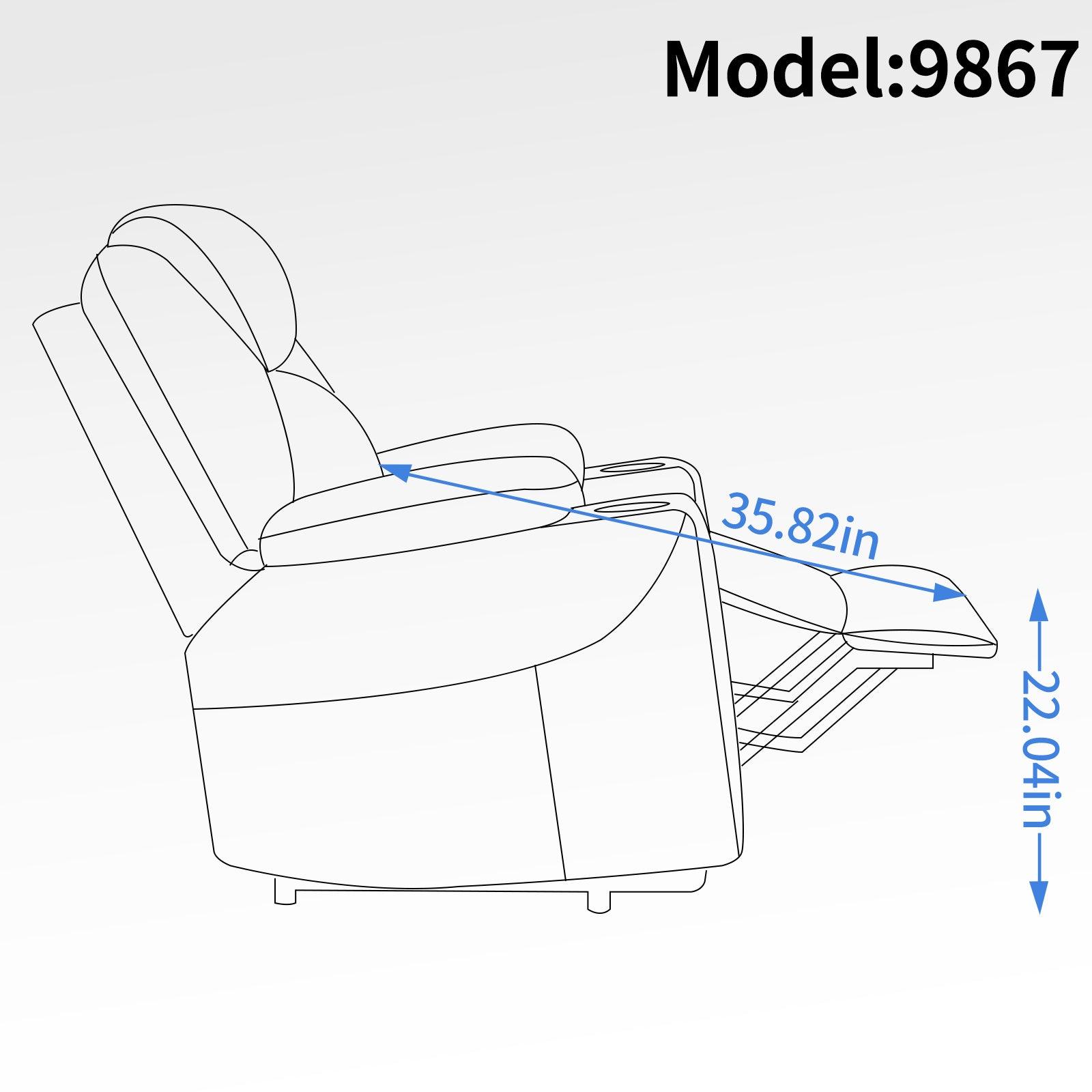 Okin motor Up to 350 LBS Chenille Power Lift Recliner Chair Blue - FurniFindUSA