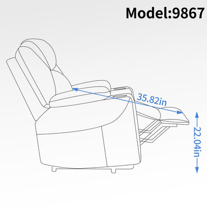 Okin motor Up to 350 LBS Chenille Power Lift Recliner Chair Blue - FurniFindUSA