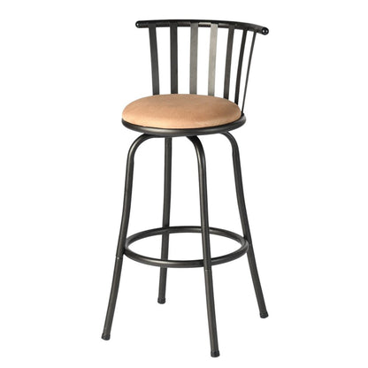 Khaki And Black Suede And Faux Leather And Metal Low Back Adjustable Height Swivel Bar Chair HomeRoots