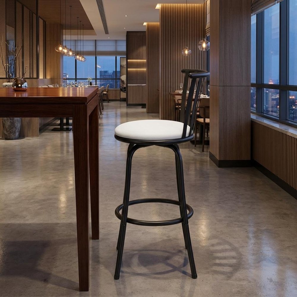 Khaki And Black Suede And Faux Leather And Metal Low Back Adjustable Height Swivel Bar Chair HomeRoots