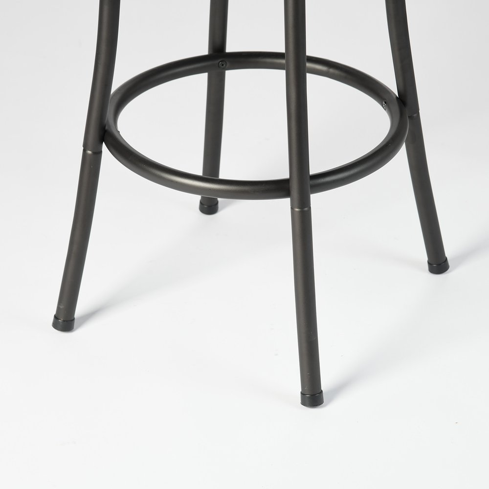 Set of Two Khaki And Black Suede And Faux Leather And Iron Low Back Adjustable Height Swivel Bar Chairs HomeRoots