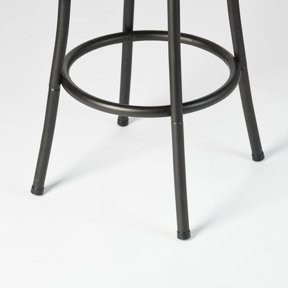 Set of Two Khaki And Black Suede And Faux Leather And Iron Low Back Adjustable Height Swivel Bar Chairs HomeRoots