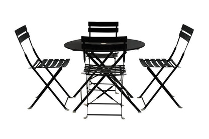 Five Piece Black Round Metal Dining Set with Four Chairs HomeRoots
