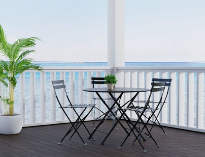Five Piece Black Round Metal Dining Set with Four Chairs HomeRoots