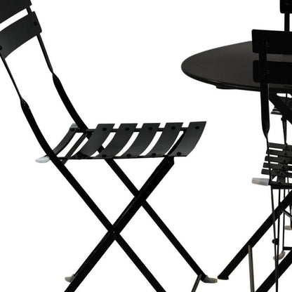 Five Piece Black Round Metal Dining Set with Four Chairs HomeRoots