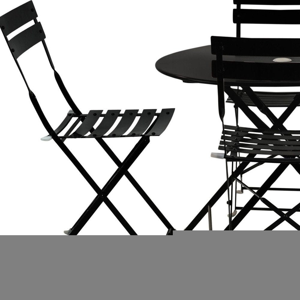 Five Piece Black Round Metal Dining Set with Four Chairs HomeRoots