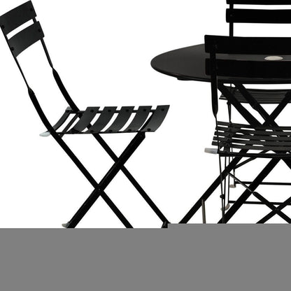 Five Piece Black Round Metal Dining Set with Four Chairs HomeRoots