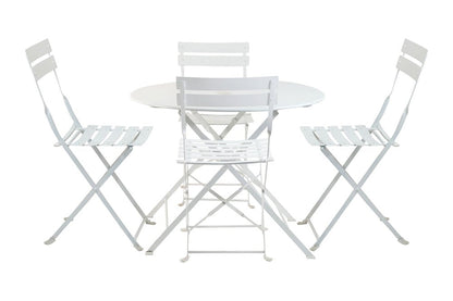 Five Piece White Round Metal Dining Set with Four Chairs HomeRoots