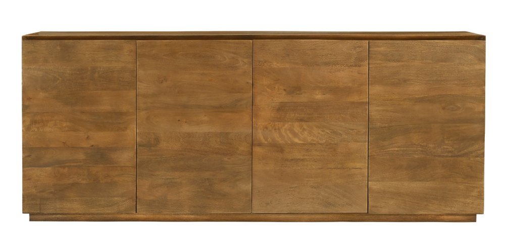 80" Tan Distressed Solid Wood Sideboard With Four Doors HomeRoots