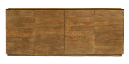 80" Tan Distressed Solid Wood Sideboard With Four Doors HomeRoots