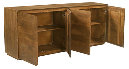 80" Tan Distressed Solid Wood Sideboard With Four Doors HomeRoots