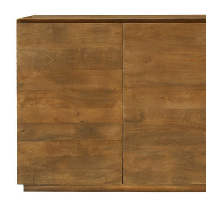 80" Tan Distressed Solid Wood Sideboard With Four Doors HomeRoots