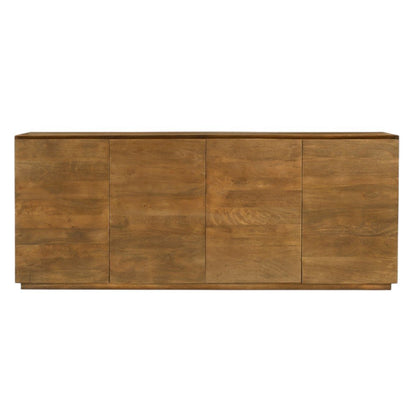 80" Tan Distressed Solid Wood Sideboard With Four Doors HomeRoots