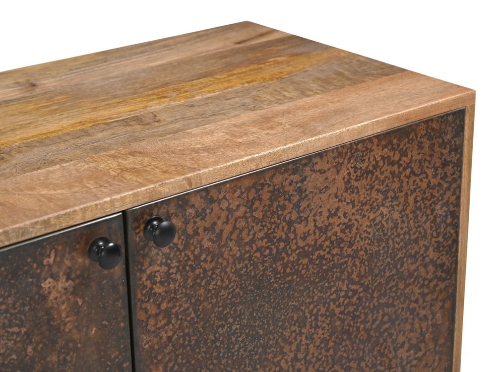 72" Copper Distressed Solid Wood Sideboard with Four Doors HomeRoots