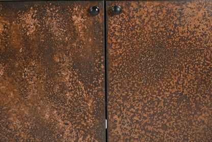 72" Copper Distressed Solid Wood Sideboard with Four Doors HomeRoots