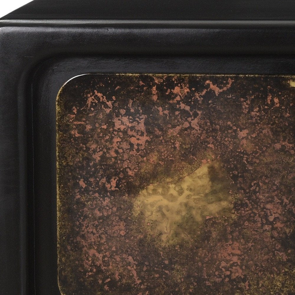 75" Black Distressed Solid Wood Sideboard with Four Doors HomeRoots