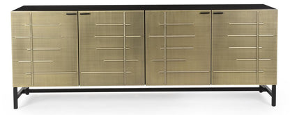72" Gold Iron Ribbed Texture Sideboard with Four Doors HomeRoots