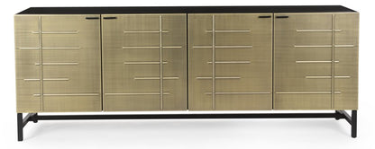 72" Gold Iron Ribbed Texture Sideboard with Four Doors HomeRoots
