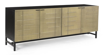 72" Gold Iron Ribbed Texture Sideboard with Four Doors HomeRoots
