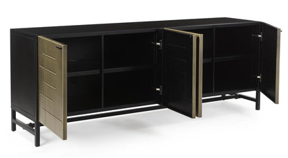 72" Gold Iron Ribbed Texture Sideboard with Four Doors HomeRoots