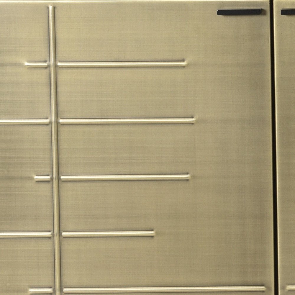 72" Gold Iron Ribbed Texture Sideboard with Four Doors HomeRoots