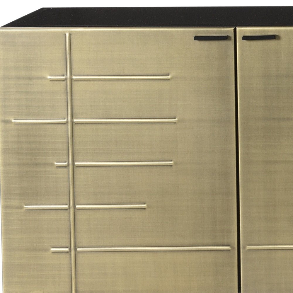 72" Gold Iron Ribbed Texture Sideboard with Four Doors HomeRoots