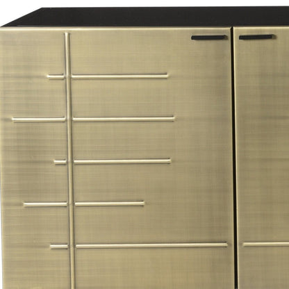 72" Gold Iron Ribbed Texture Sideboard with Four Doors HomeRoots